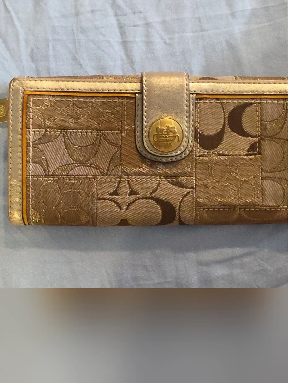 Coach Bronze Signature Patchwork Continental Wallet - Limited Edition